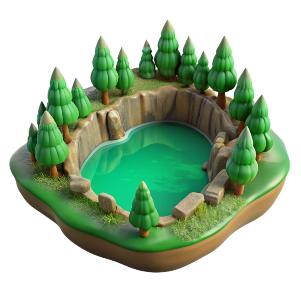 stunning classic Tranquil Green Lake Landscape Cutout on Transparent Background exclusive png