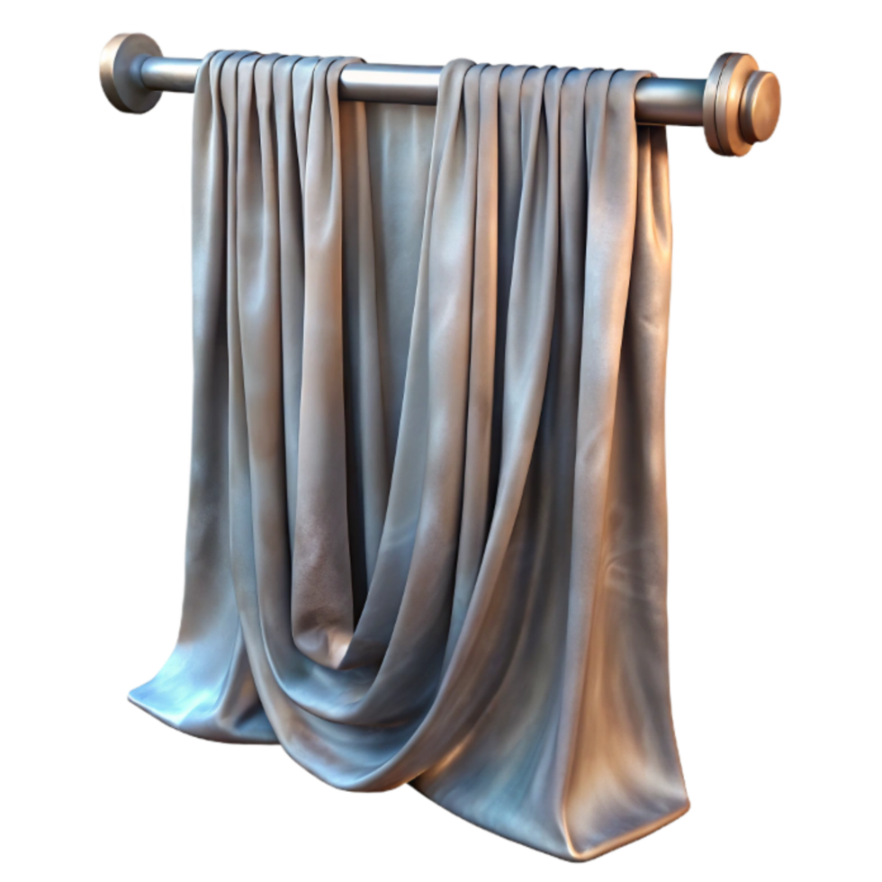vibrant rustic Translucent Curtain Draped Over Metal Rod Isolated premium png
