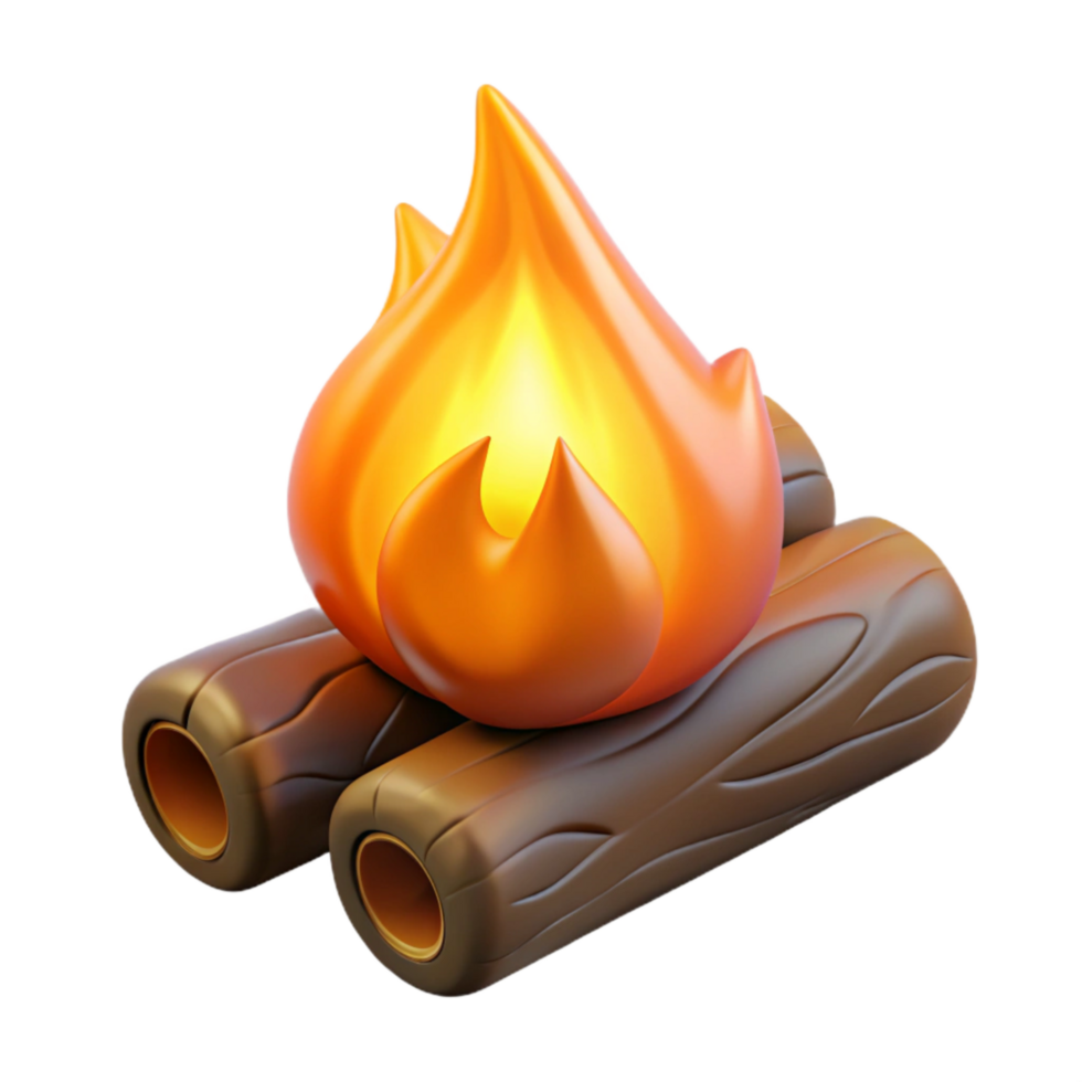 elegant artistic Translucent Flame Engulfing Wooden Log Isolated authentic png