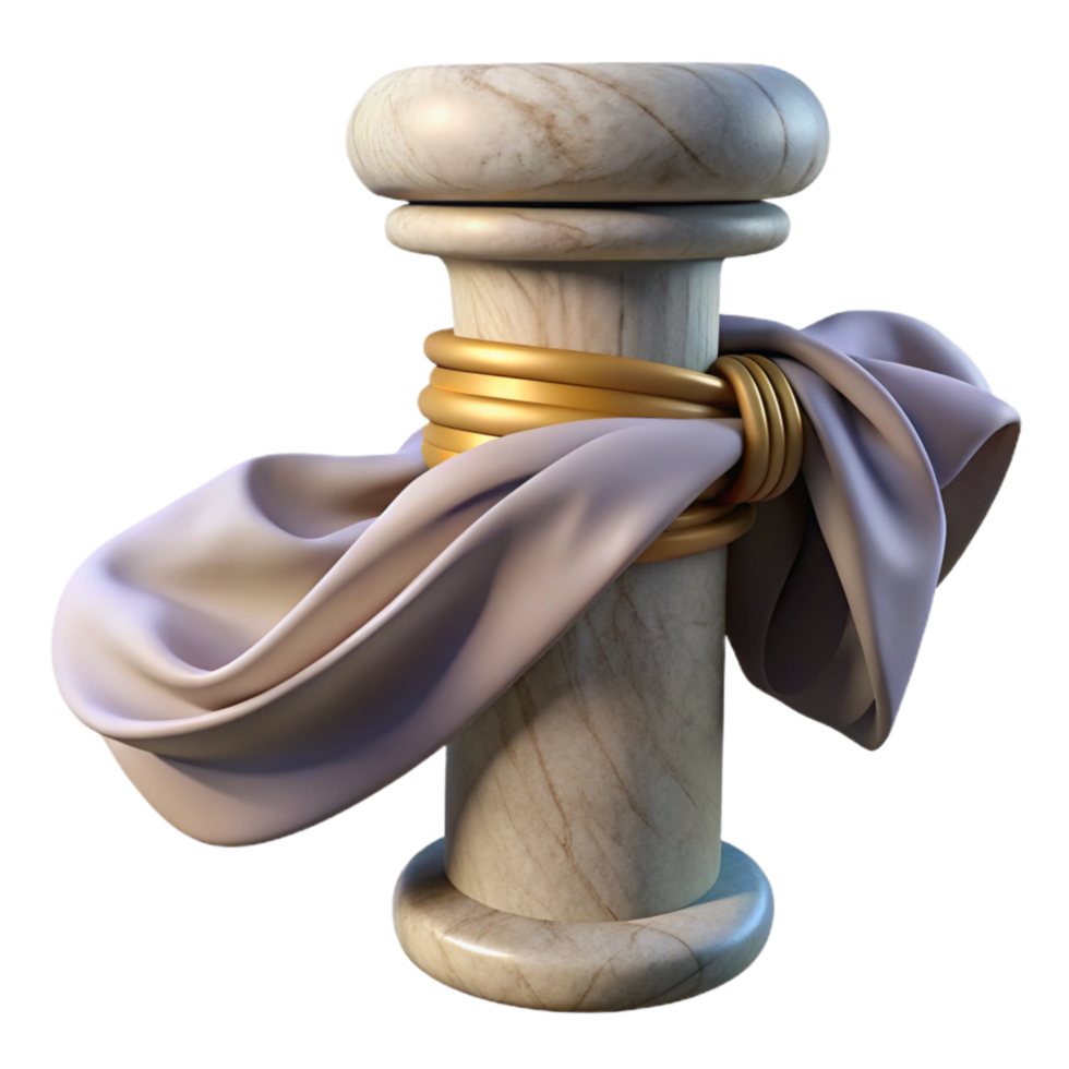 magnificent rustic Translucent Fabric Strip Tied Around Stone Column Isolated original png