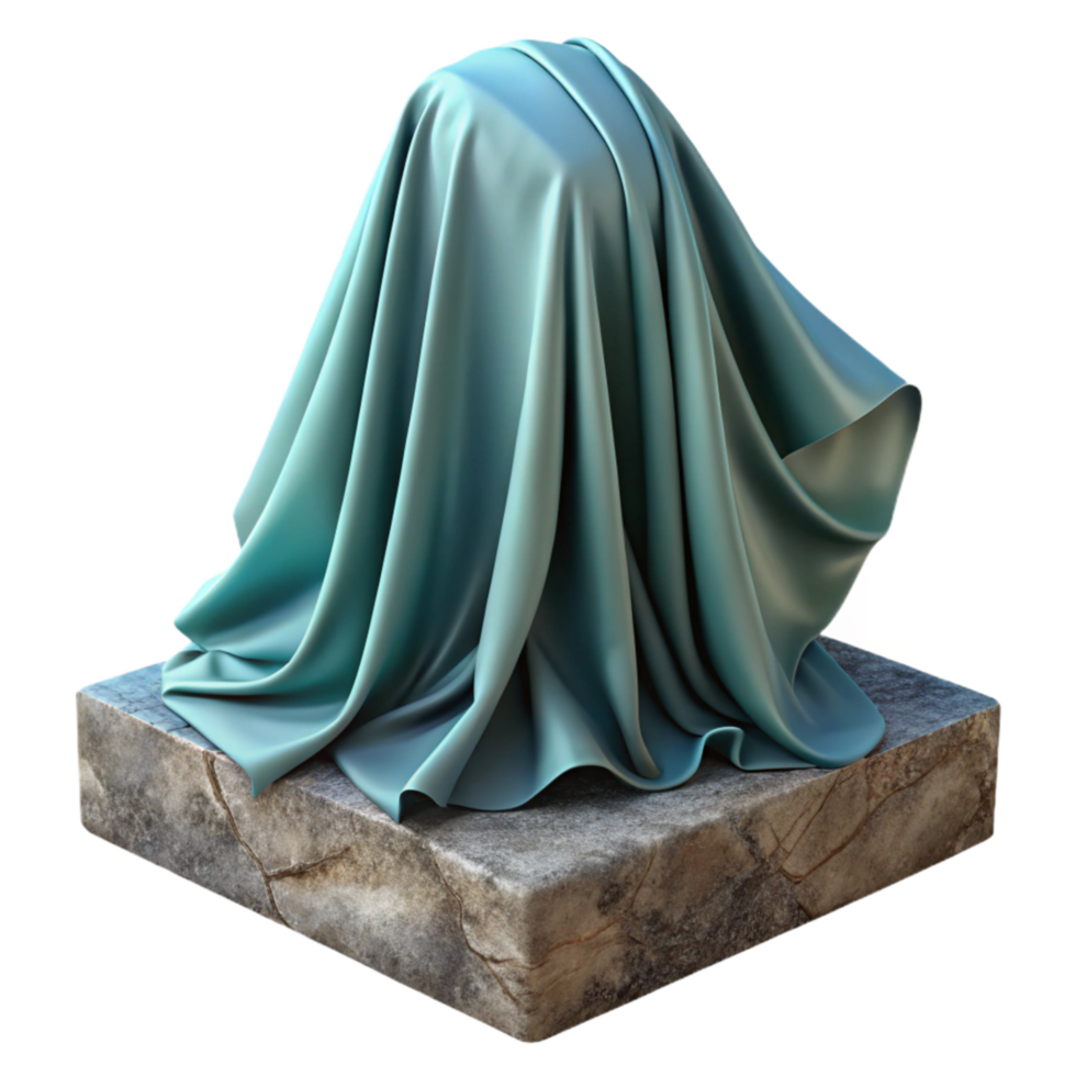 beautiful contemporary Translucent Fabric Fold Draped Over Stone Slab Isolated high resolution png