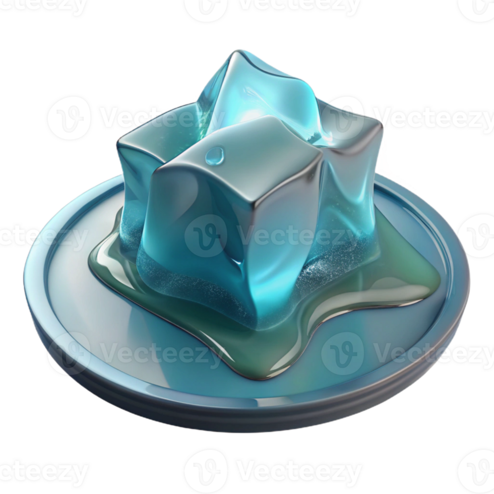serene artistic Translucent Ice Fragment Melting on Glass Plate Cutout png