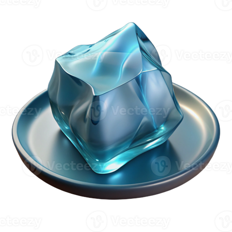 magnificent contemporary Translucent Ice Fragment Melting on Glass Plate Cutout detailed png