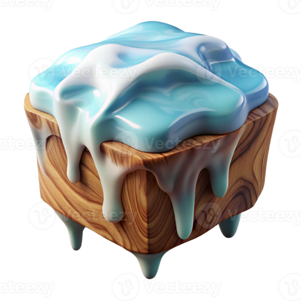 extraordinary traditional Translucent Ice Melting Into Wooden Surface Cutout detailed png
