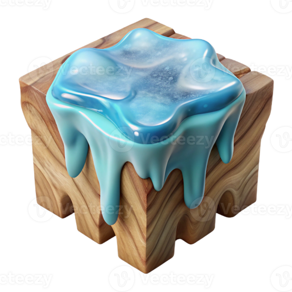 extraordinary minimalist Translucent Ice Melting Into Wooden Surface Cutout original png
