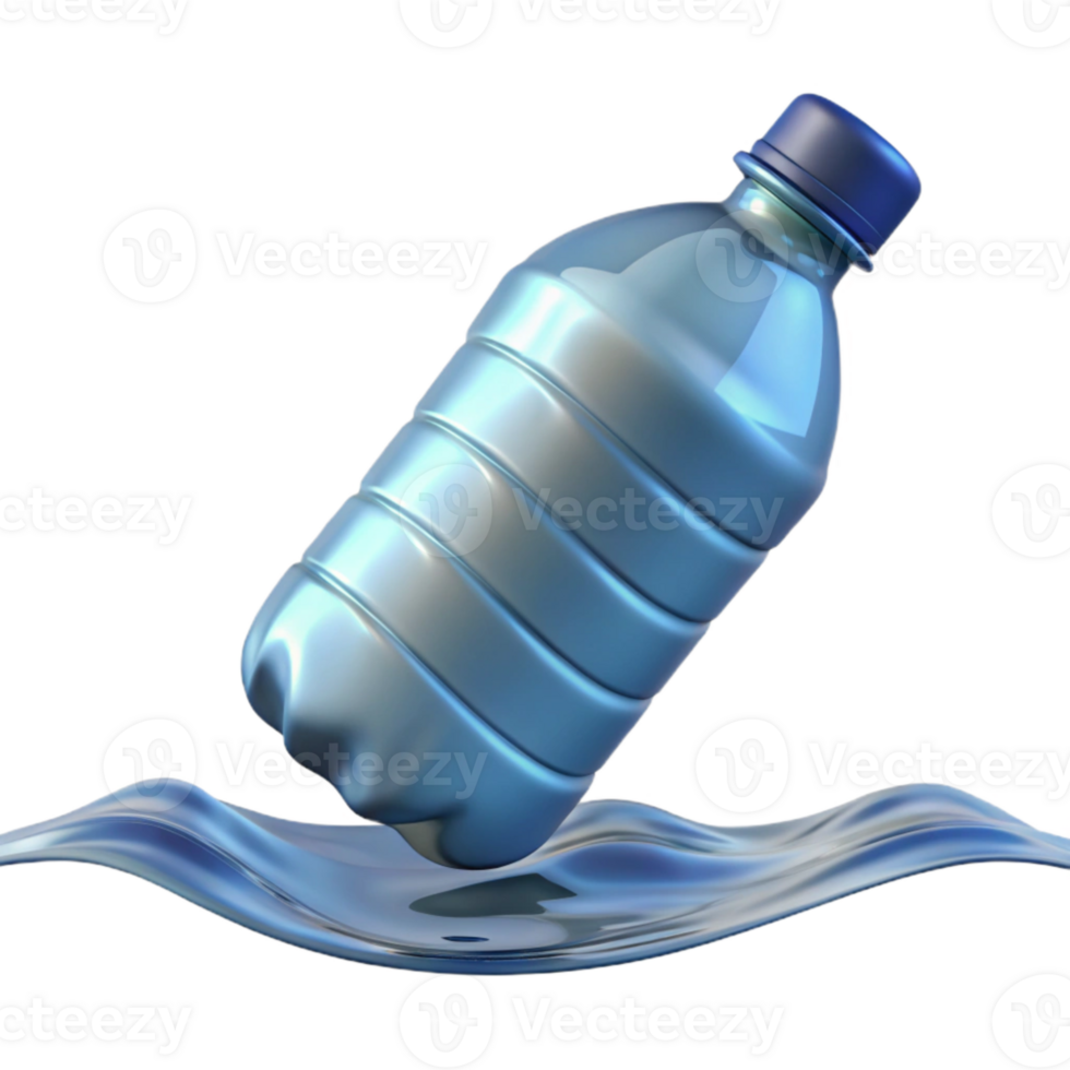 impressive minimalist Translucent Plastic Bottle Floating in Water Isolated premium png