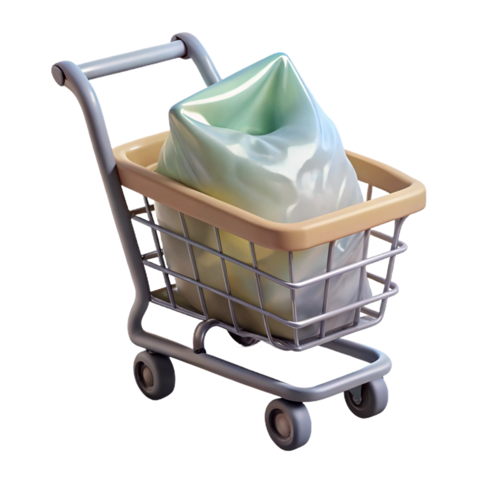 beautiful abstract Translucent Plastic Bag on Shopping Cart Isolated authentic png
