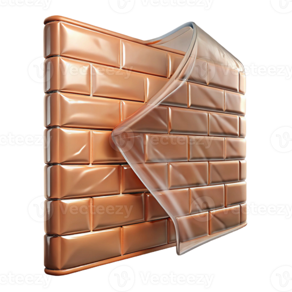 vibrant contemporary Translucent Plastic Sheet Covering Brick Wall Transparent Background high quality png