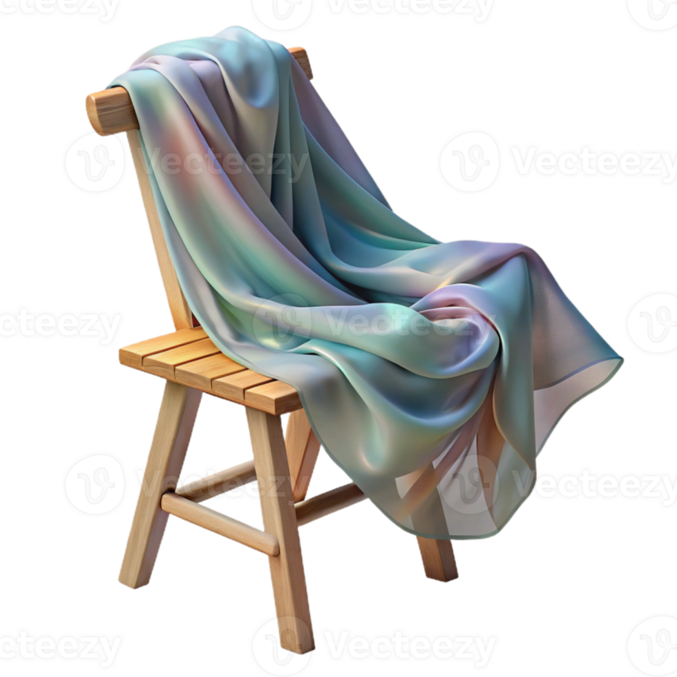 serene classic Translucent Silk Scarf Draped Over Wooden Chair Transparent Background png