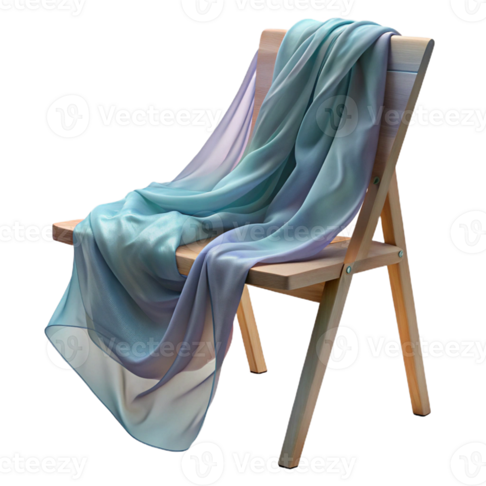vibrant creative Translucent Silk Scarf Draped Over Wooden Chair Transparent Background authentic png
