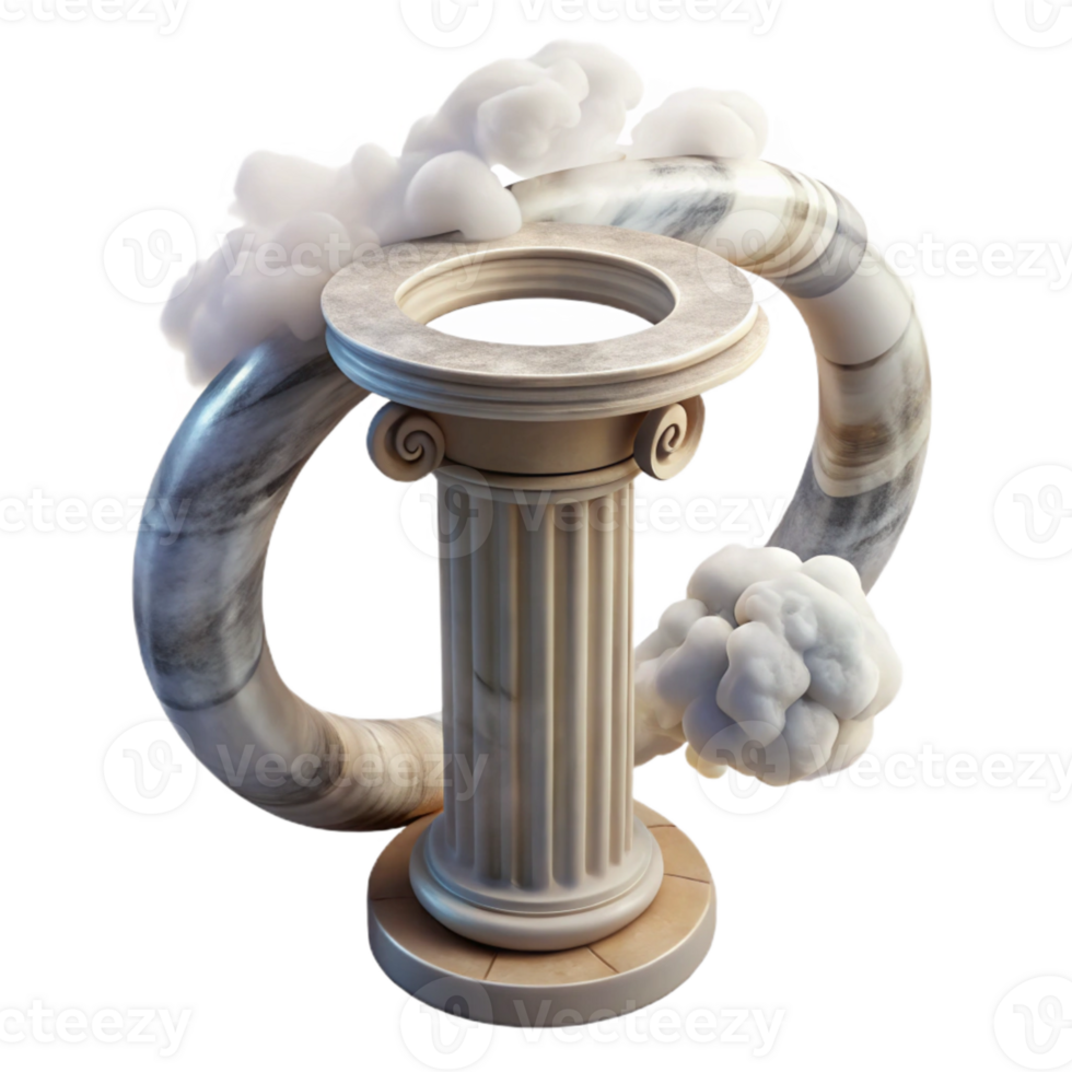 beautiful vintage Translucent Smoke Ring Around Stone Column Transparent Background exclusive png