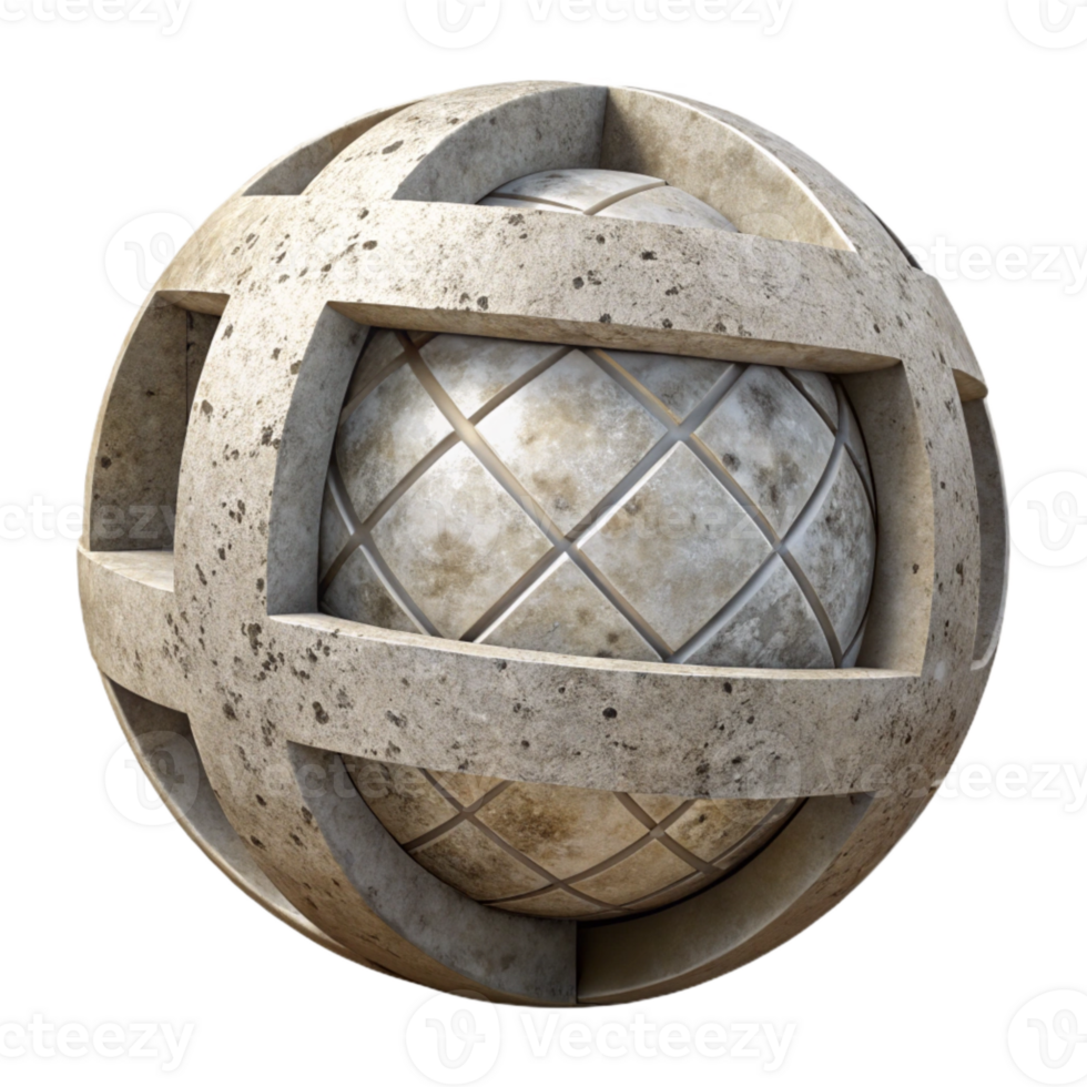 wonderful abstract Translucent Sphere Intersecting Concrete Block Cutout professional png
