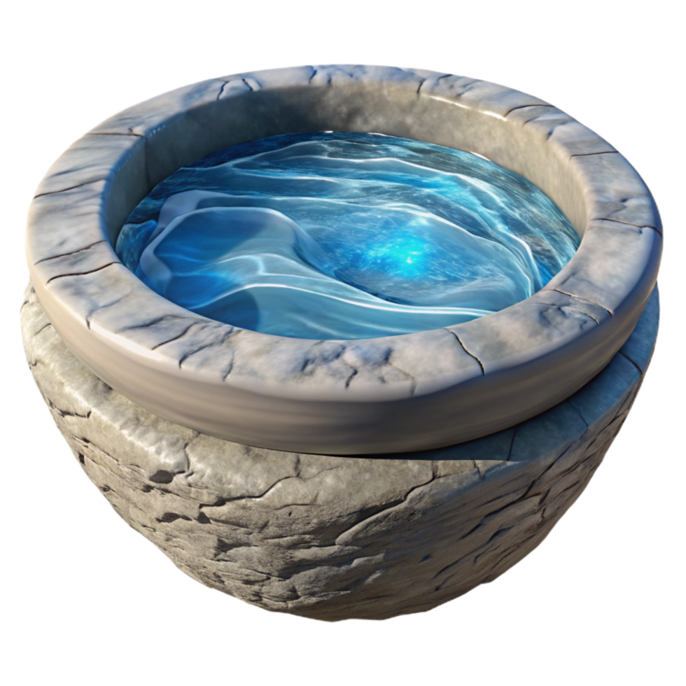 elegant creative Translucent Water Ripple on Stone Basin Isolated detailed png