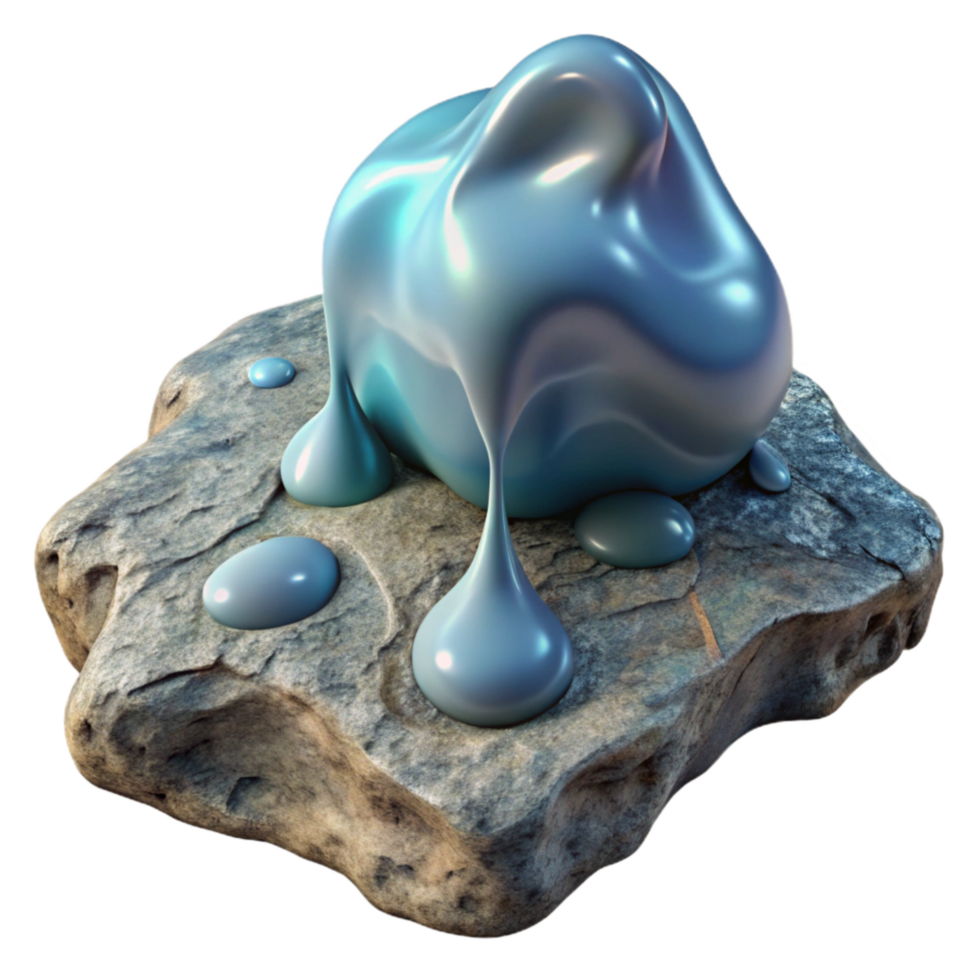 extraordinary vintage Transparent Liquid Flowing Over Stone Surface Isolated authentic png