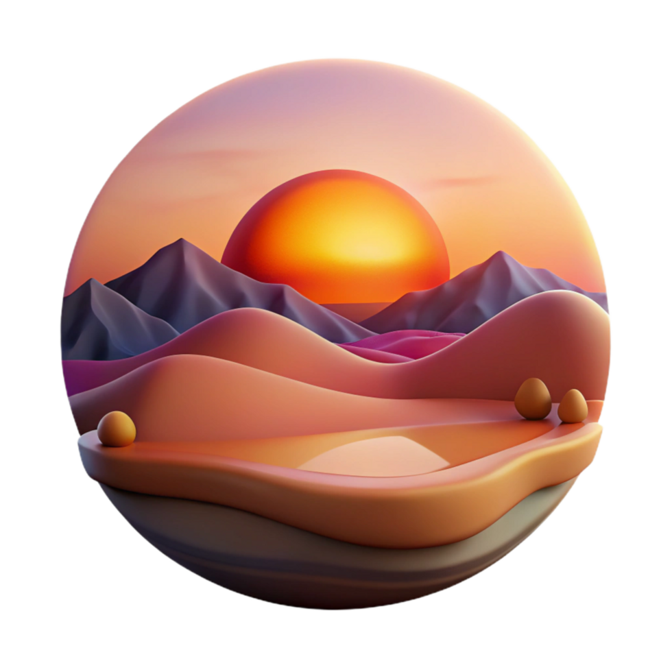 wonderful minimalist Velvet Vista Sunset Landscape Cutout Transparent Background high quality png