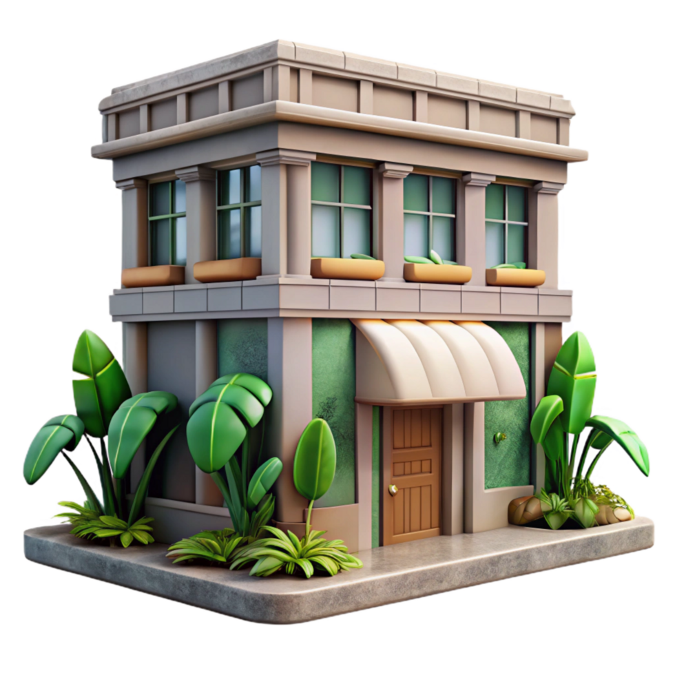 elegant classic Urban Jungle Building Facade Transparent Background High Angle high quality png