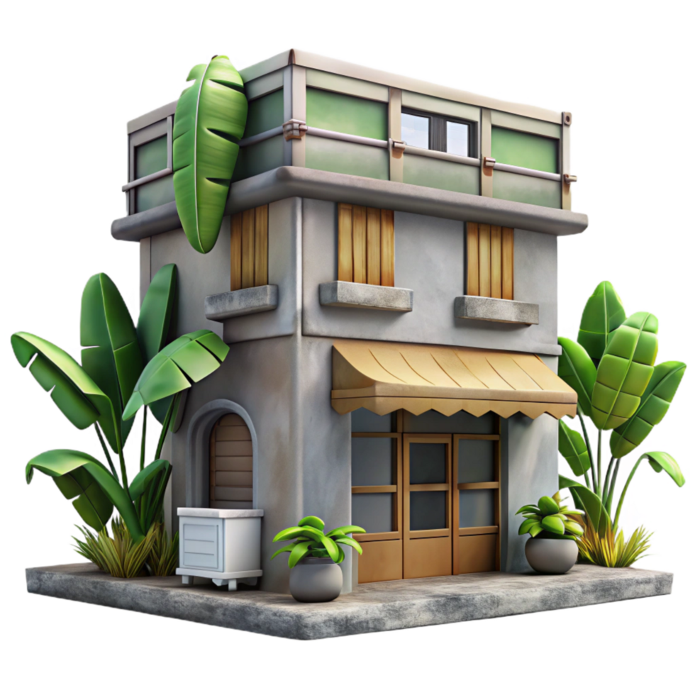 magnificent artistic Urban Jungle Building Facade Transparent Background High Angle original png