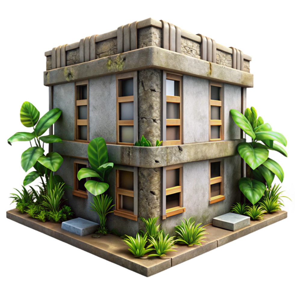 dramatic classic Urban Jungle Building Corner Cutout Grunge Style png