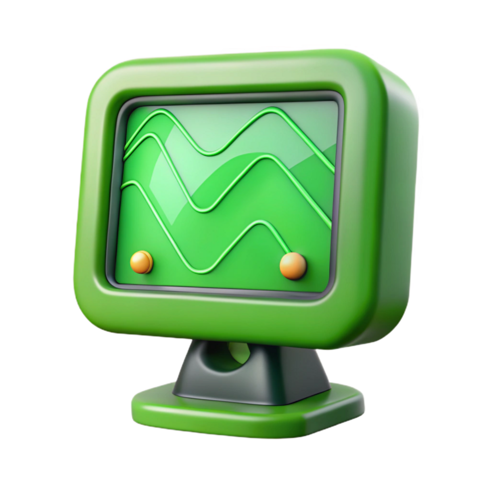 serene contemporary Vibrant Green Seismic Monitor Display Transparent Background detailed png