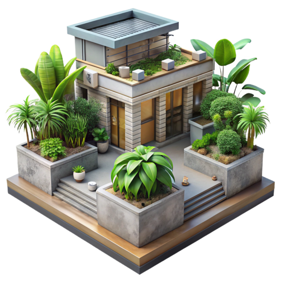 wonderful minimalist Urban Jungle Rooftop Garden Cutout Transparent Background authentic png