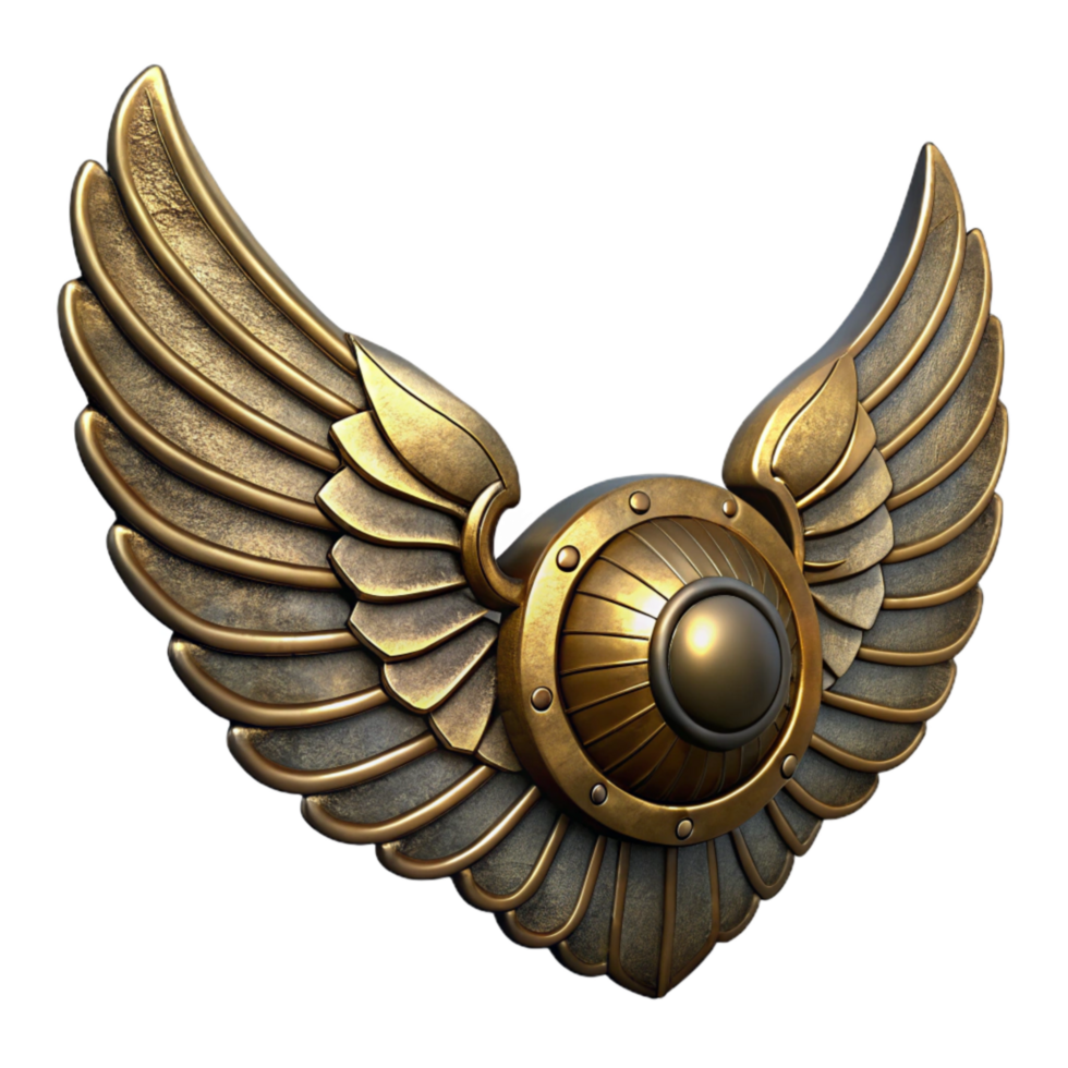 dramatic abstract Vintage Brass Mechanical Wings Isolated Element original png
