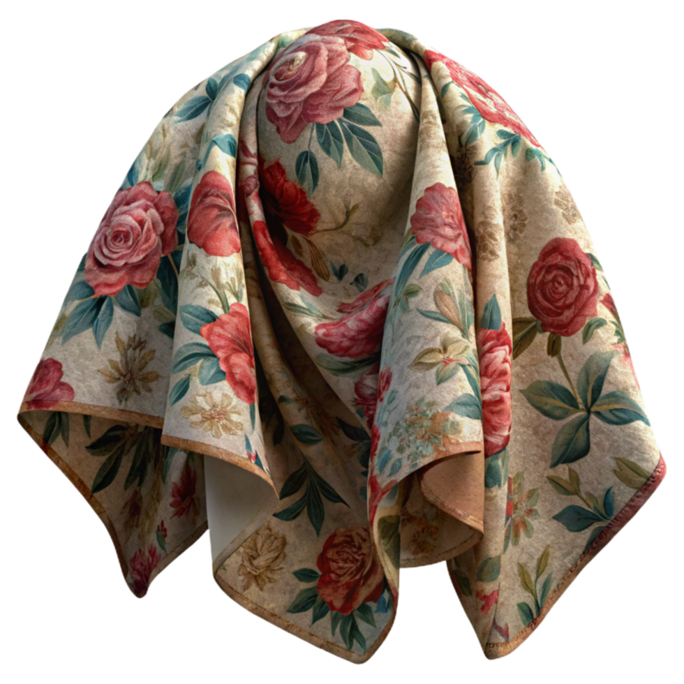 elegant artistic Vintage Fabric Texture Floral Print Transparent genuine png