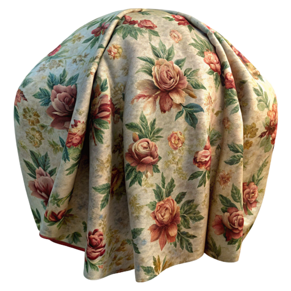 vibrant minimalist Vintage Fabric Texture Floral Print Transparent exclusive png