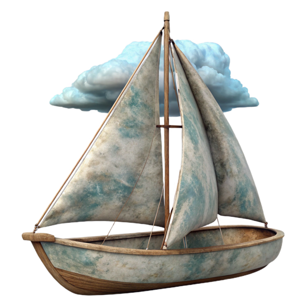 dramatic traditional Vintage Sailboat Cutout with Cloudy Sky Background detailed png
