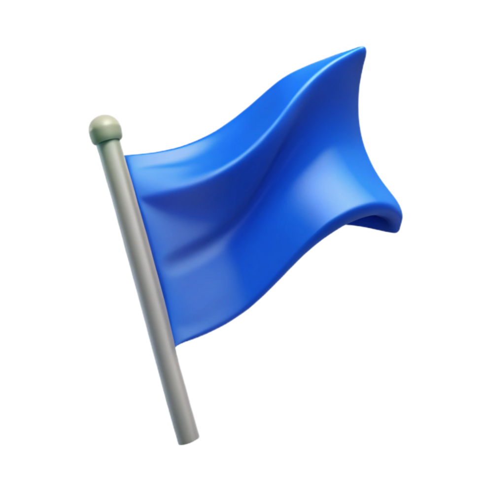 impressive minimalist Waving Flag Design Blue Isolated with Transparent Background authentic png
