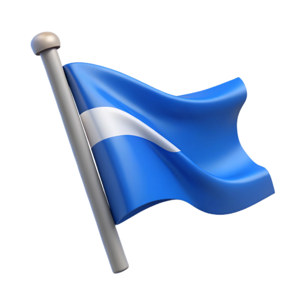 dramatic artistic Waving Flag Design Blue Isolated with Transparent Background premium png