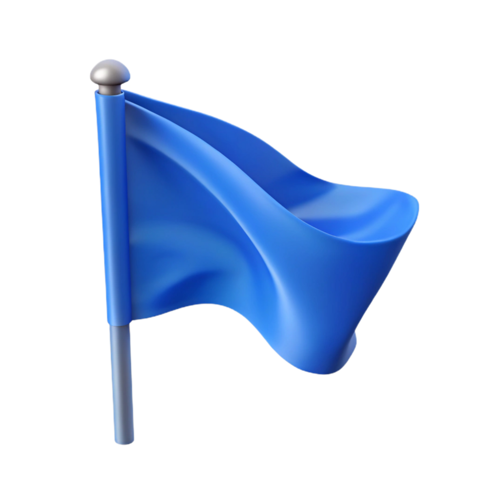 elegant artistic Waving Flag Design Blue Isolated with Transparent Background original png