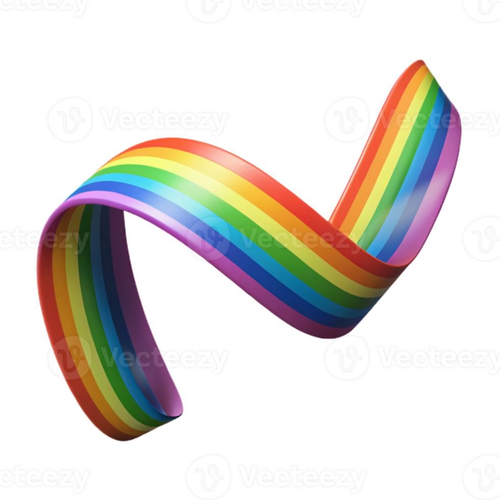 dramatic contemporary Whirling Rainbow Ribbon Cutout Isolated Element on Transparent Background high quality png