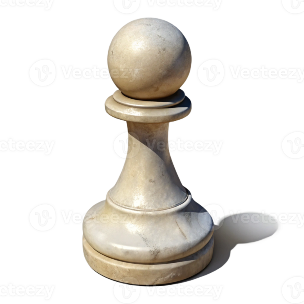 dramatic rustic White Chess Pawn Cutout with Shadow and Front View premium png