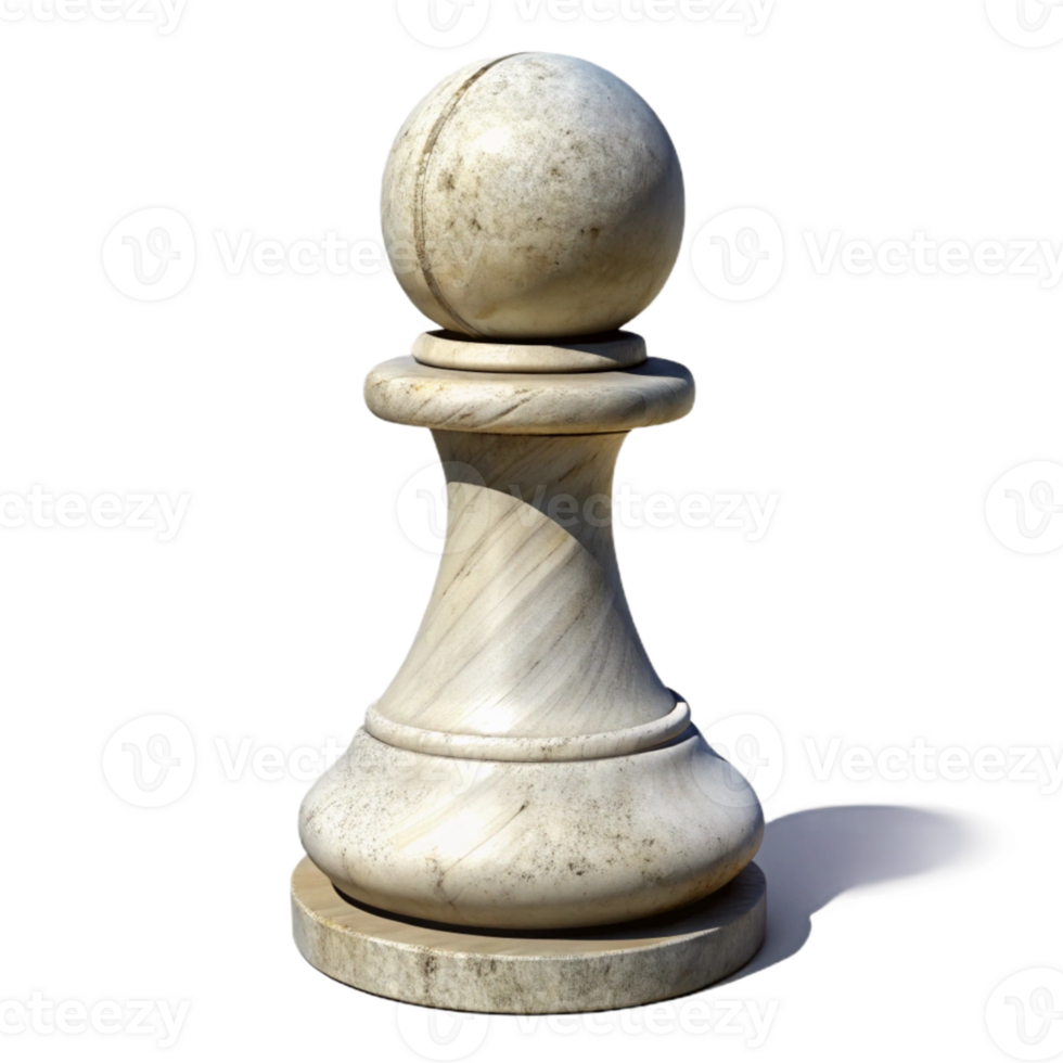serene abstract White Chess Pawn Cutout with Shadow and Front View premium png
