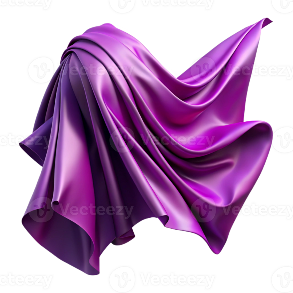 serene modern Windblown Fabric Drape Purple Transparent Background detailed png