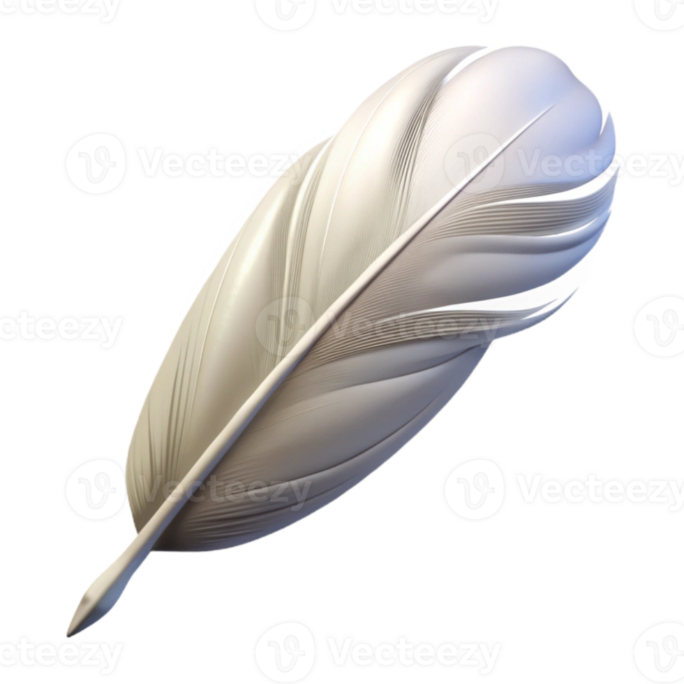 serene rustic Windswept Feather White Isolated on Transparent Background exclusive png