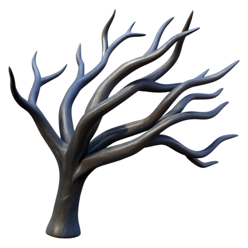 magnificent abstract Windswept Tree Branch Silhouette Isolated Cutout Black high quality png