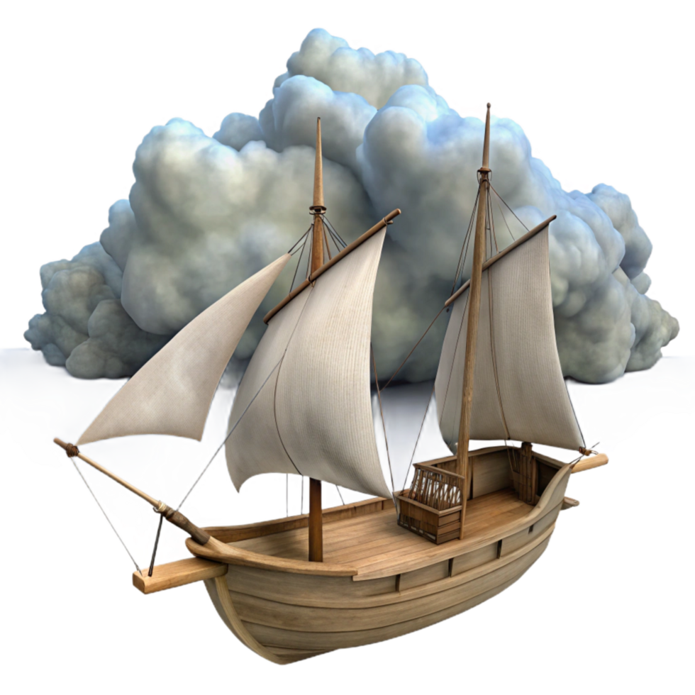 magnificent artistic Windswept Schooner Isolated Majestic Cloudy Sky professional png