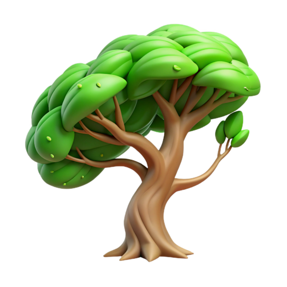 elegant creative Windswept Tree Leaves Green Isolated Element authentic png