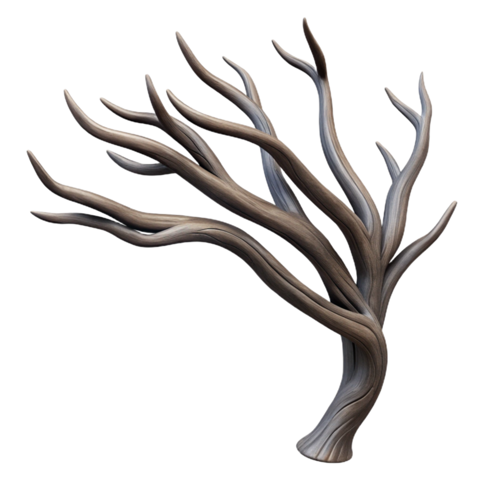 dramatic abstract Windswept Tree Branch Silhouette Isolated Cutout Black high resolution png