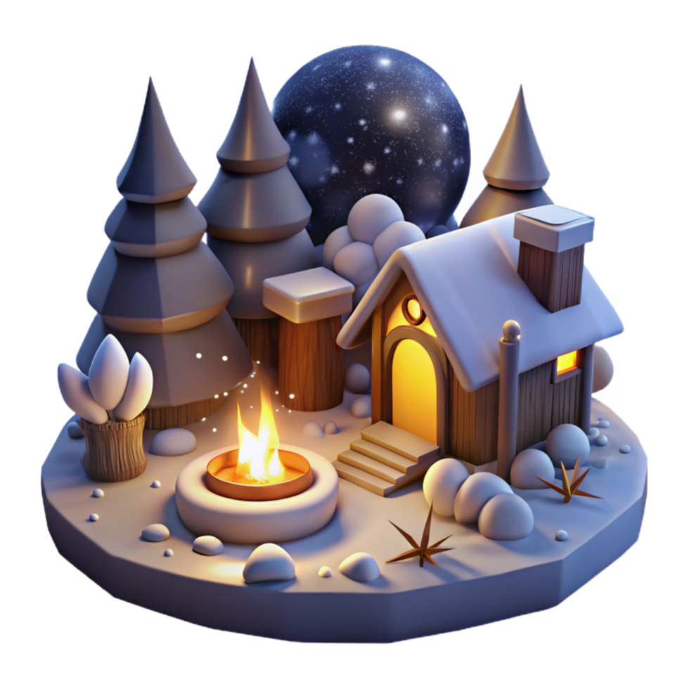 extraordinary rustic Winter Night Embers and Shadows Cutout Element detailed png
