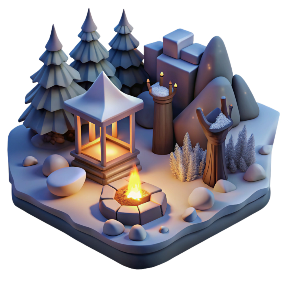 elegant minimalist Winter Night Embers and Shadows Cutout Element authentic png