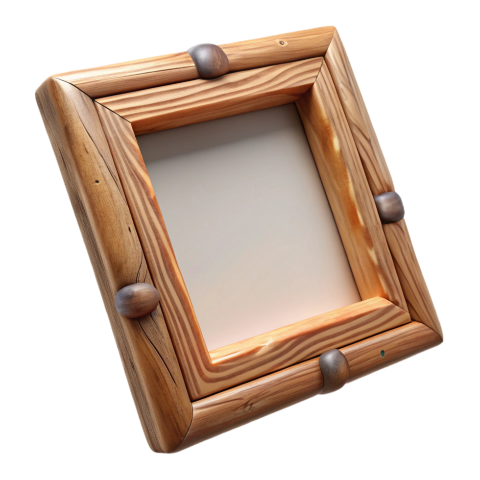 serene artistic Wooden Picture Frame Empty Transparent Background high quality png