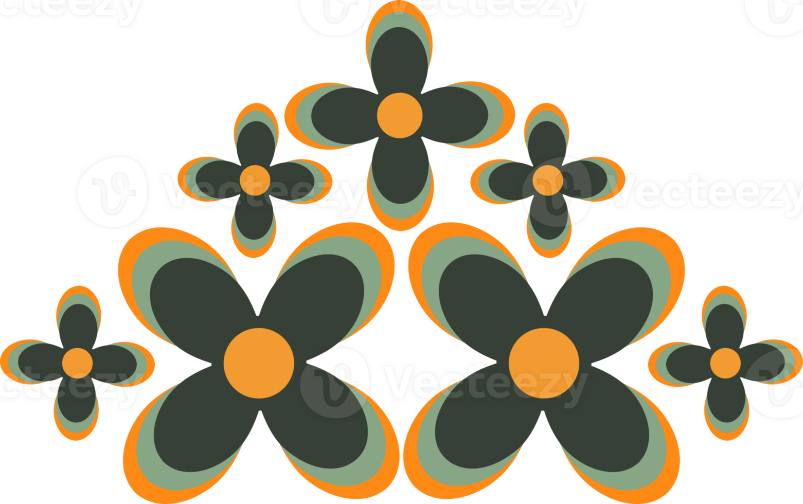 Vibrant Blooms border in Flat Design png