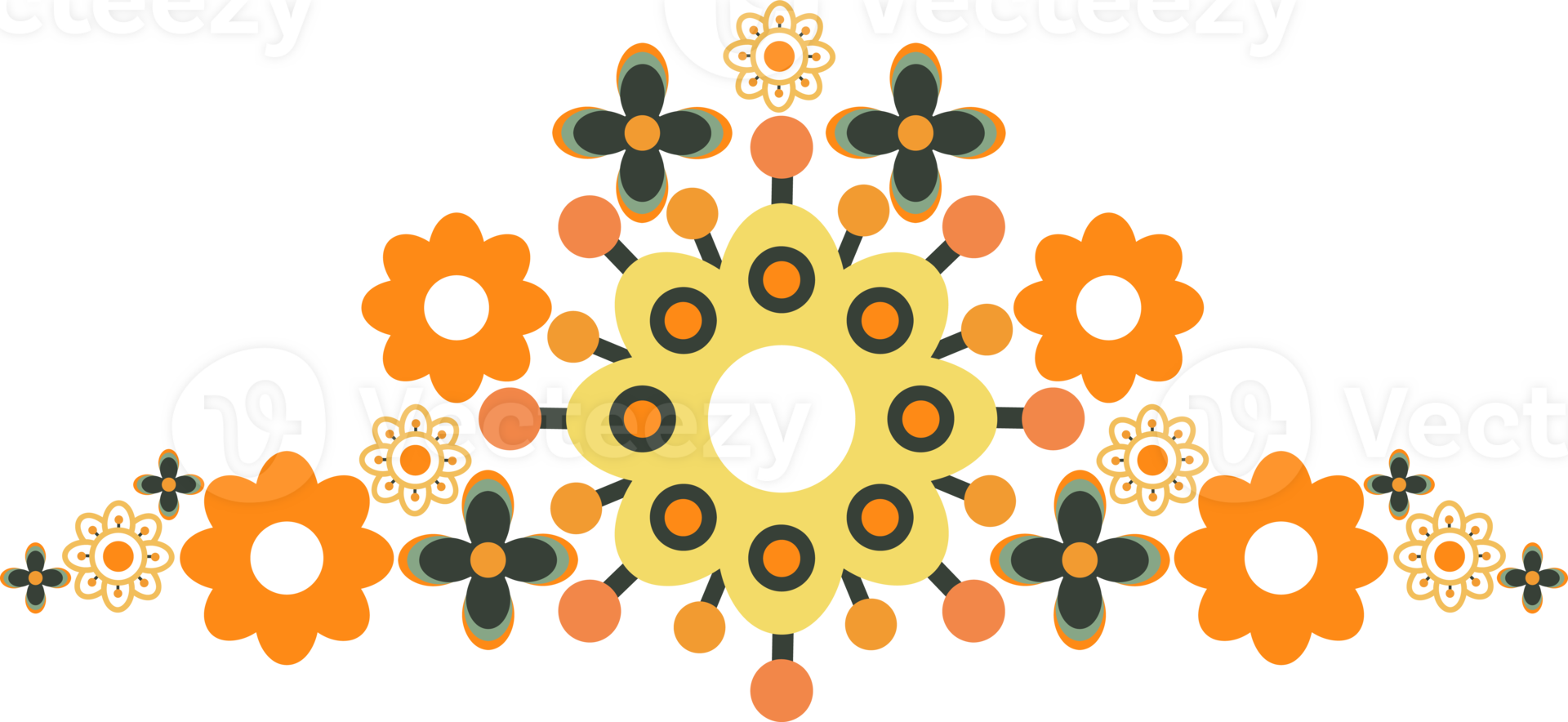 Flower frame decoration in Bright pastel colour png