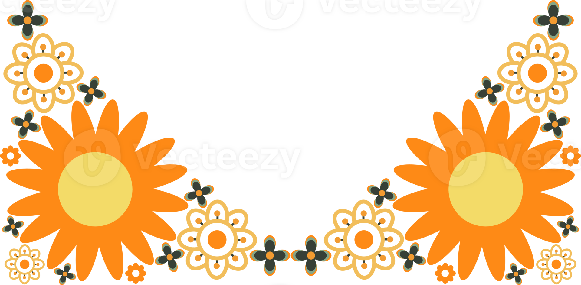 Vivid Blooms in Playful, Flat Style png