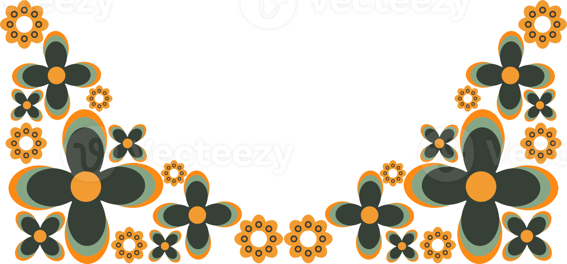 Abstract Garden border of Simple Florals png