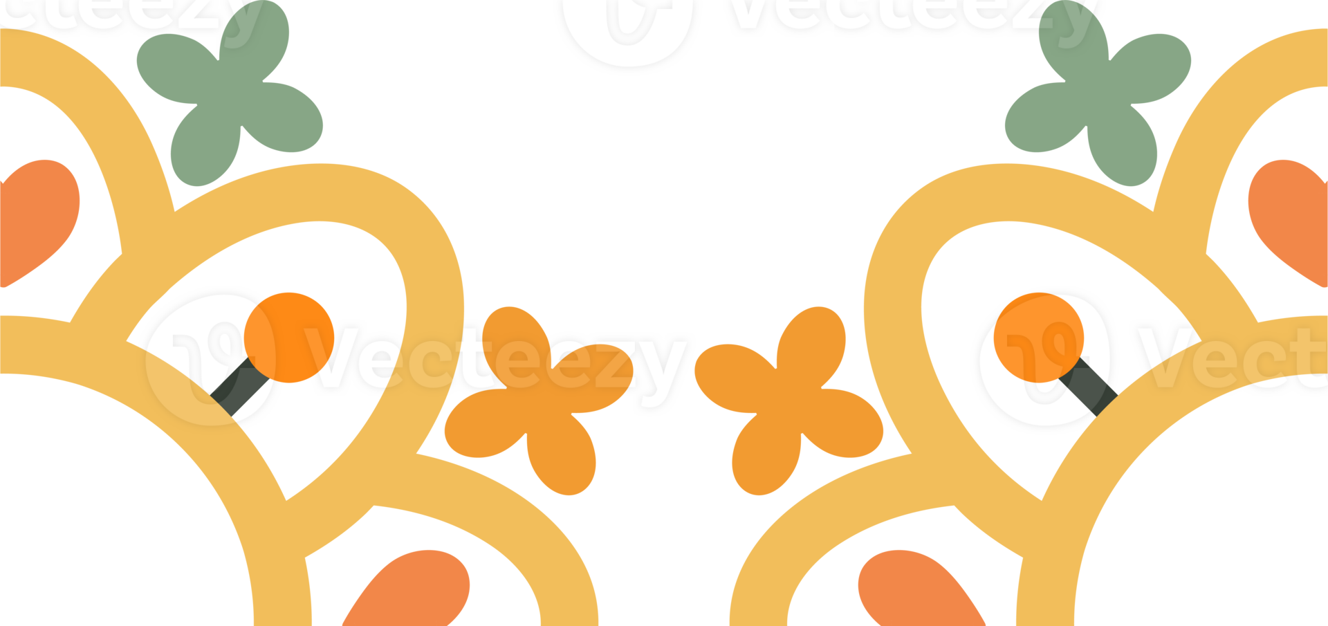 Flat Flowers border with Geometric Inspiration png