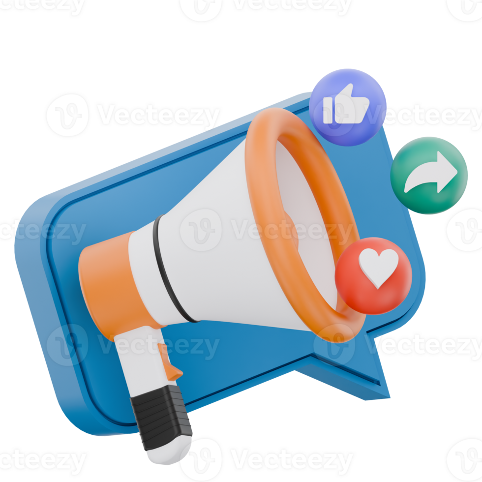 3D Megaphone for Social Media Marketing Campaigns png