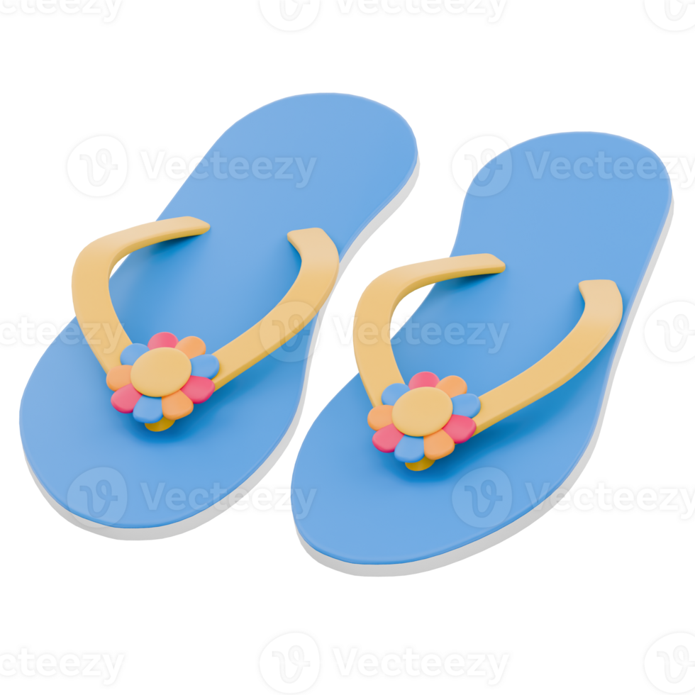 3D Flip-Flops with Tropical Flowers Icon Representing Summer Beachwear png